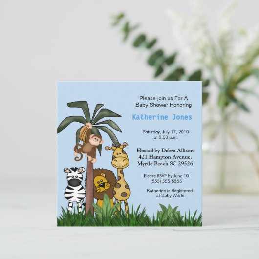 Safari Baby Shower Einladung (Stehend Vorderseite)