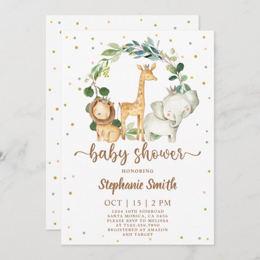 Safari Baby Shower Einladung (Vorne/Hinten)