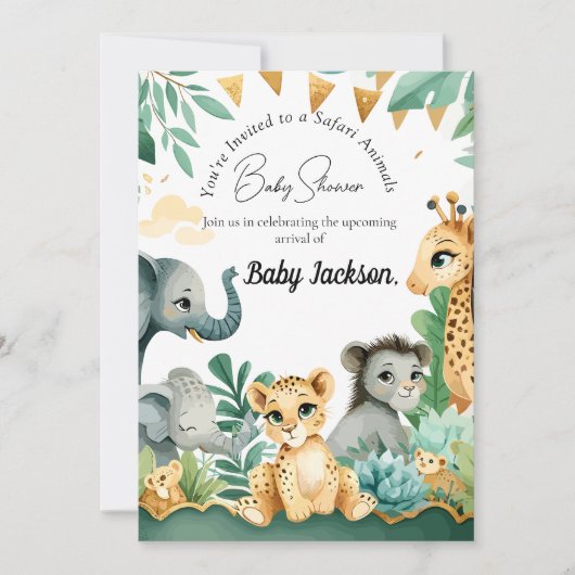 Safari Baby Shower Einladung (Vorderseite)