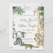 Safari-Baby-Shower-Einladung Aquarell-Dschungel