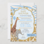 Safari Baby Shower Einladung - (Boy Blue) (Vorderseite)
