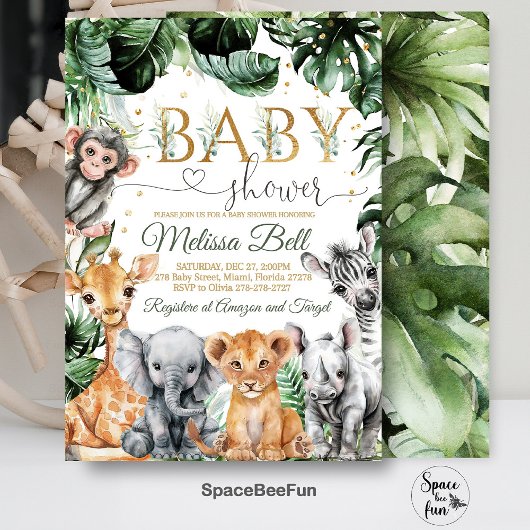 Safari Baby Shower Einladung, Boy Safari Jungle Einladung