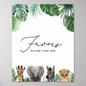 Safari Baby Shower favorisiert Schild (Vorne)