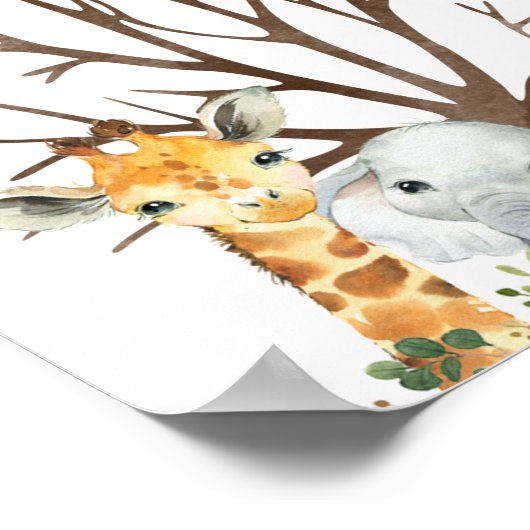 Safari Baby Shower Fingerprint Gästebuch (Ecke)