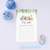 Safari Baby Shower Game - Baby ABC Flyer (Einzeln)