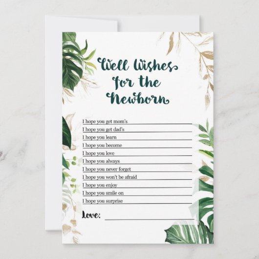 Safari Baby Shower Game - Gut Wünsche für Neugebor Einladung (Vorderseite)