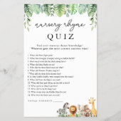 Safari Baby Shower Game Kinderzimmer Rhyme Quiz Fl Flyer (Vorne)