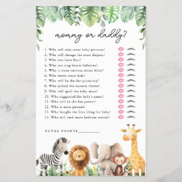 Safari Baby Shower Game - Mommy oder Daddy Flyer