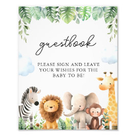 Safari Baby Shower Gästebuch-Zeichen Fotodruck