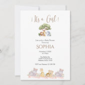 Safari Baby Shower Girl Einladung (Vorderseite)