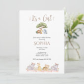 Safari Baby Shower Girl Einladung (Stehend Vorderseite)