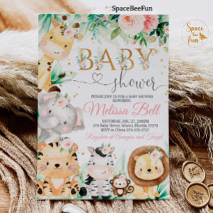 Safari Baby Shower Girl Wild Jungle animal Einladung
