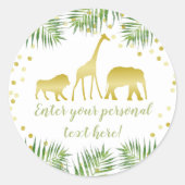 Safari Baby Shower Gold Runder Aufkleber (Vorderseite)