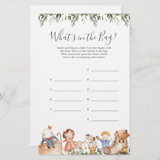 Safari Baby Shower Guess Was ist im Bag Game? (Vorne/Hinten)