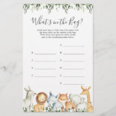 Safari Baby Shower Guess Was ist im Bag Game? (Vorderseite)