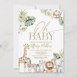 Safari Baby Shower Invitation Girl Editable Einladung
