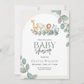 Safari Baby Shower Invite, Greenery Jungle Neutral Einladung (Vorderseite)
