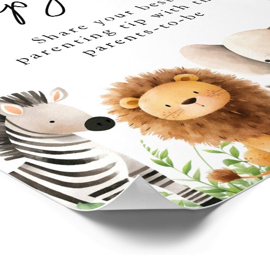 Safari Baby Shower Parentation Tip Jar Sign Poster (Ecke)