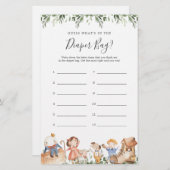 Safari Baby Shower rät, was in der Windelbeutel is (Vorne/Hinten)