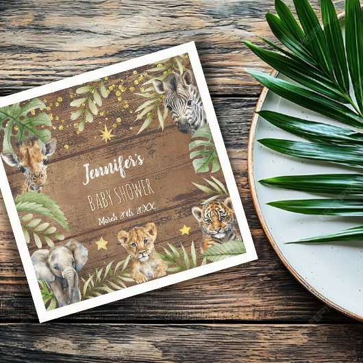 Safari Baby Shower Rustic Jungle Party Serviette