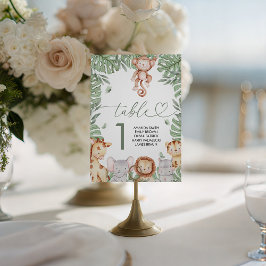 Safari Baby Shower Table Number Sockelschild