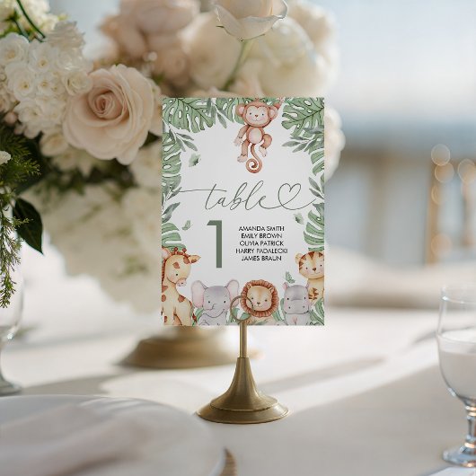 Safari Baby Shower Table Number Sockelschild