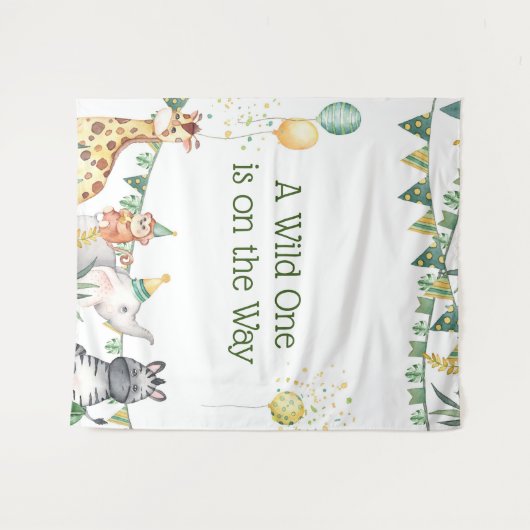Safari Baby Shower Tapestry/Backdrop Wandteppich (Vorderseite (Horizontal))