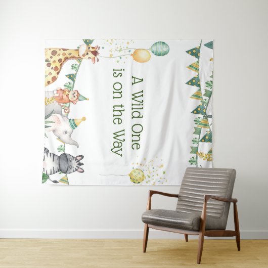 Safari Baby Shower Tapestry/Backdrop Wandteppich (Beispiel (Horizontal))