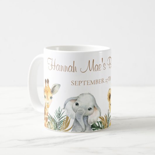 Safari Baby Shower Tasse Gastgeschenk (Vorderseite Links)