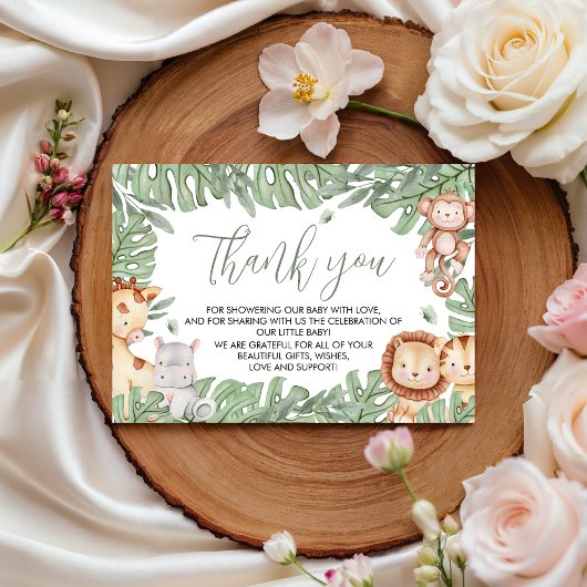 Safari Baby Shower Thank You Card Begleitkarte