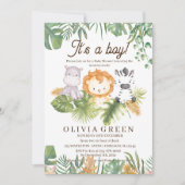 Safari Baby Shower Tropical Animals Baby Dusche Einladung (Vorderseite)