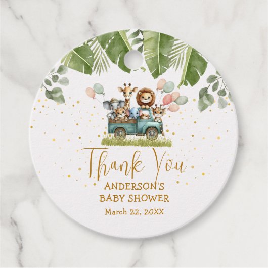 Safari Baby Shower Vielen Dank für Ihre Geschenke Geschenkanhänger (Vorderseite)