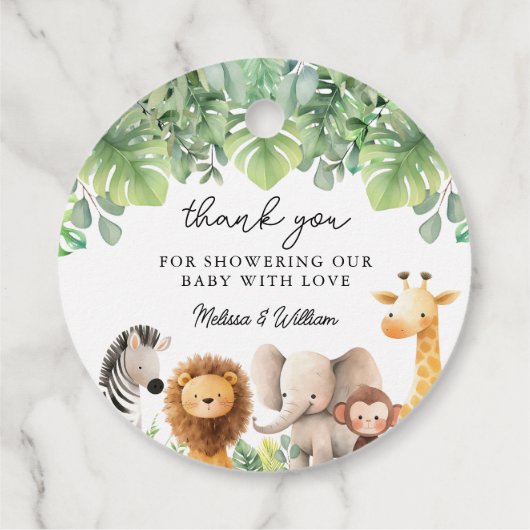 Safari Baby Shower Vielen Dank Geschenkanhänger (Rückseite)