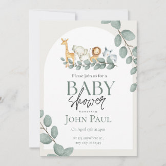 Safari-Baby-Shower-Wasserfarbhintergrund Einladung