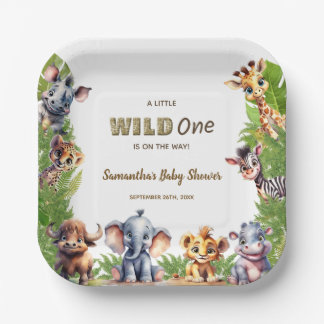Safari Baby Shower Wild One Jungle Pappteller