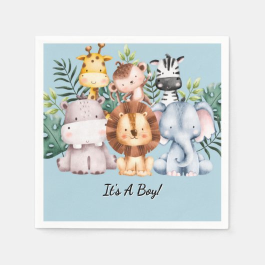 SAFARI BABY SHOWING EINLADUNG, HERUNTERLADbar Serviette (Vorderseite)