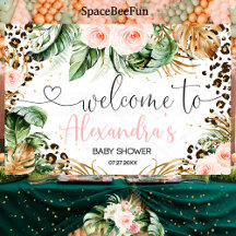 Safari Baby Showleopard Girl Background Banner Wir