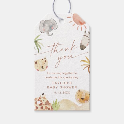 SAFARI Baby Showmarke Geschenkanhänger (Vorderseite)