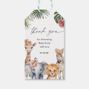 Safari-Baby-Tiere Baby Girl Shower Danke Geschenkanhänger