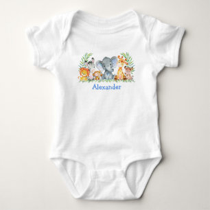 Safari Baby Tiere Blue Elephant Strampler