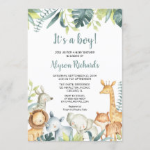 Safari-Baby-Tiere Es ist eine Boy-Gründusche