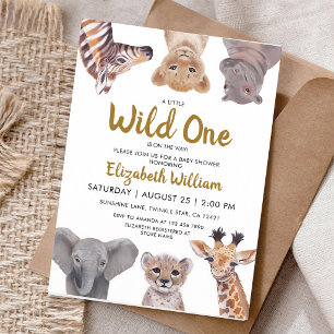 Safari-Baby-Tiere Little Wild One Shower Einladung