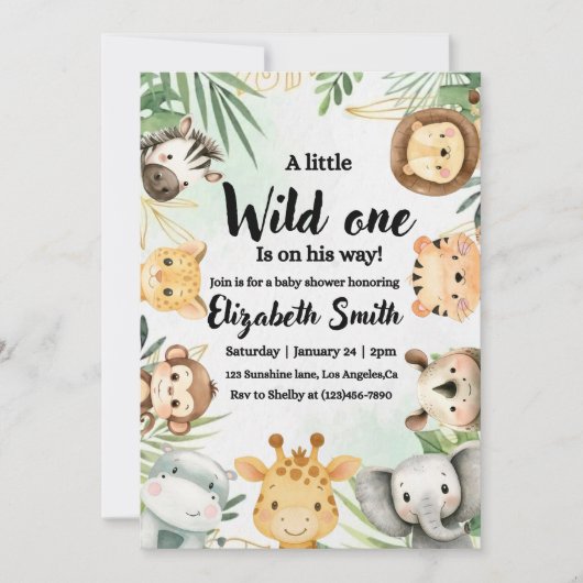 Safari-Babydusche Einladung (Vorderseite)
