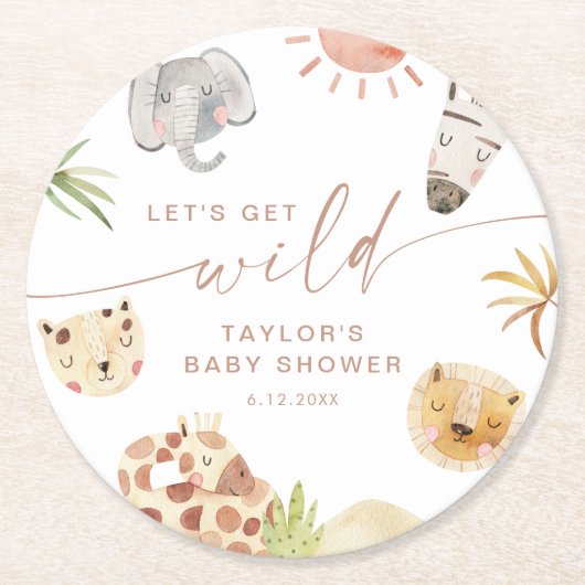 SAFARI Babydusche Runder Pappuntersetzer (Vorderseite)