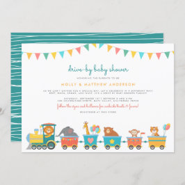 Safari Bahn & Bunting Niedlich Drive-by-Babydusche Einladung