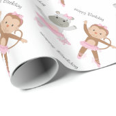 Safari-Ballerina-Geburtstag Geschenkpapier (Rolleneckpunkt)