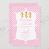 Safari-Ballerina-Rosa-Tupfen Einladung (Vorne/Hinten)