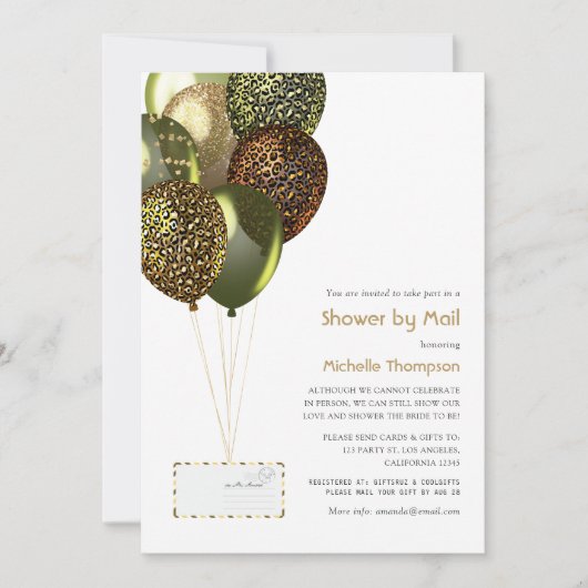 Safari Balloons Baby oder Brautparty per Mail Einladung (Vorderseite)