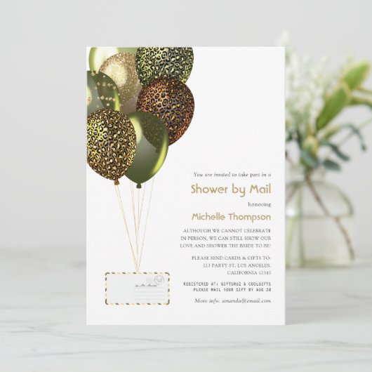 Safari Balloons Baby oder Brautparty per Mail Einladung (Stehend Vorderseite)