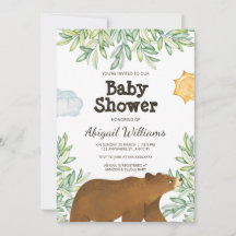 Safari Bear Greenery Watercolor Babydusche